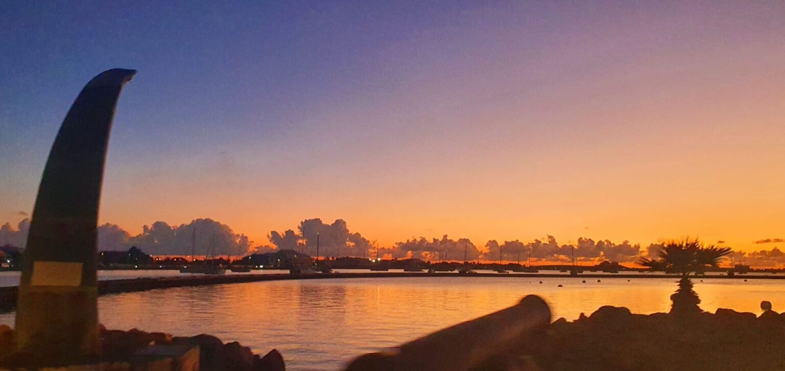 Sunset over Marigot Bay on the French side of St Martin