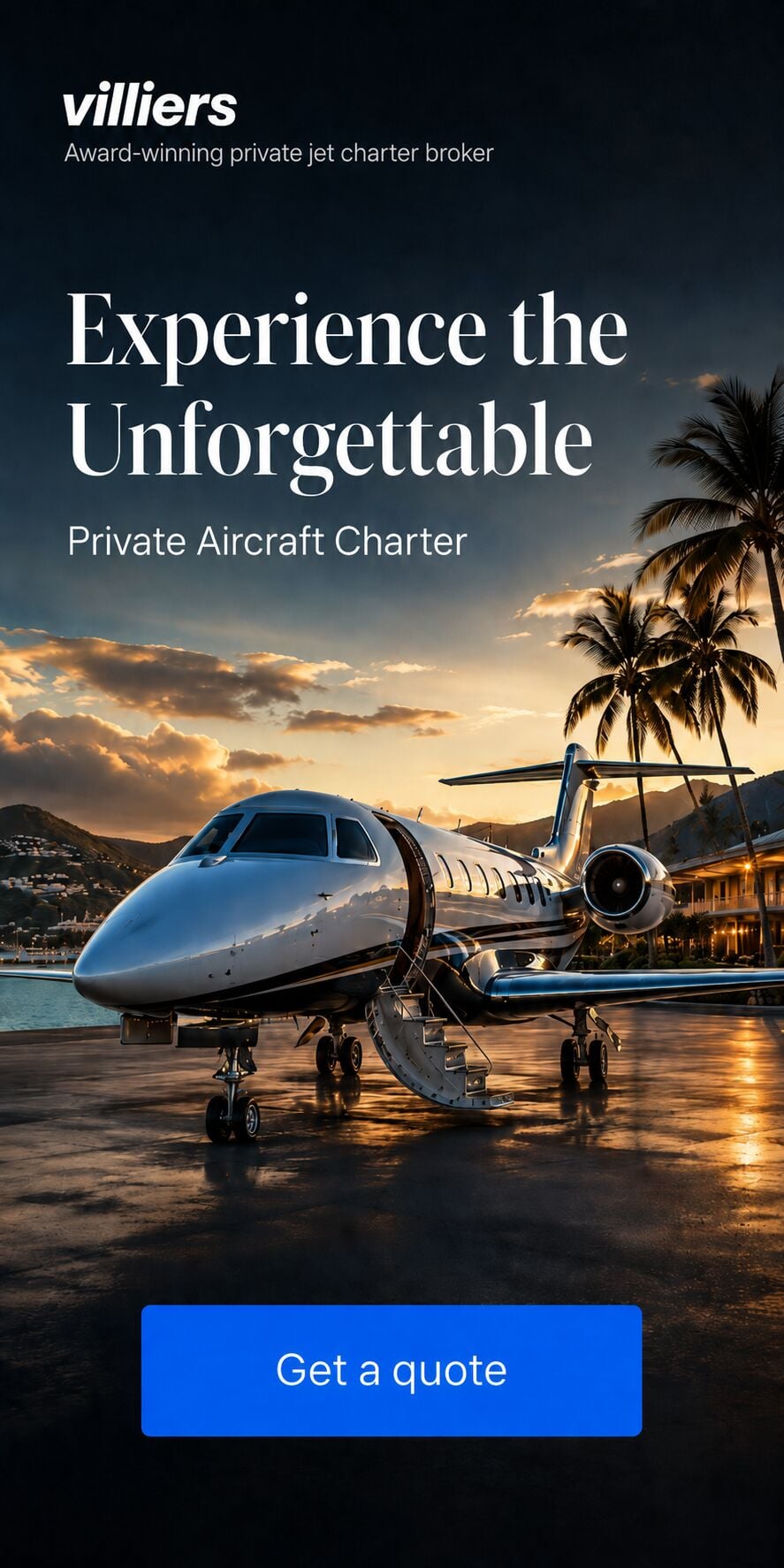 Private jet charter to St Martin with Villiers